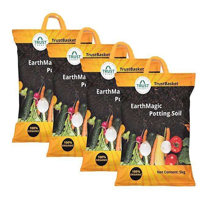 TrustBasket Enriched Premium Organic Earth Magic Potting Soil Mix With Required Fertilizers for Plants- 20 KG, Brown
